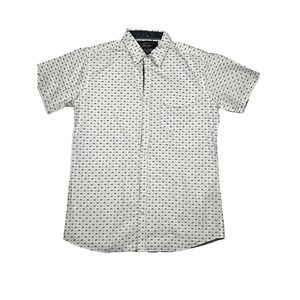 Broken Threads Shirt Mens Large White Bicycle Print Short Sleeve Button Up